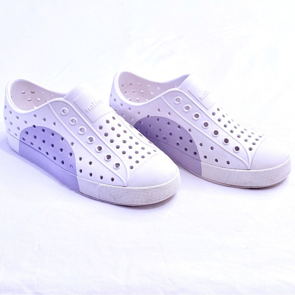 Native Shoes Jefferson Block Girls 1 Boys Juniors Shell White Sneakers Vegan